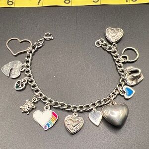 Vintage Silver Tone Charm Bracelet